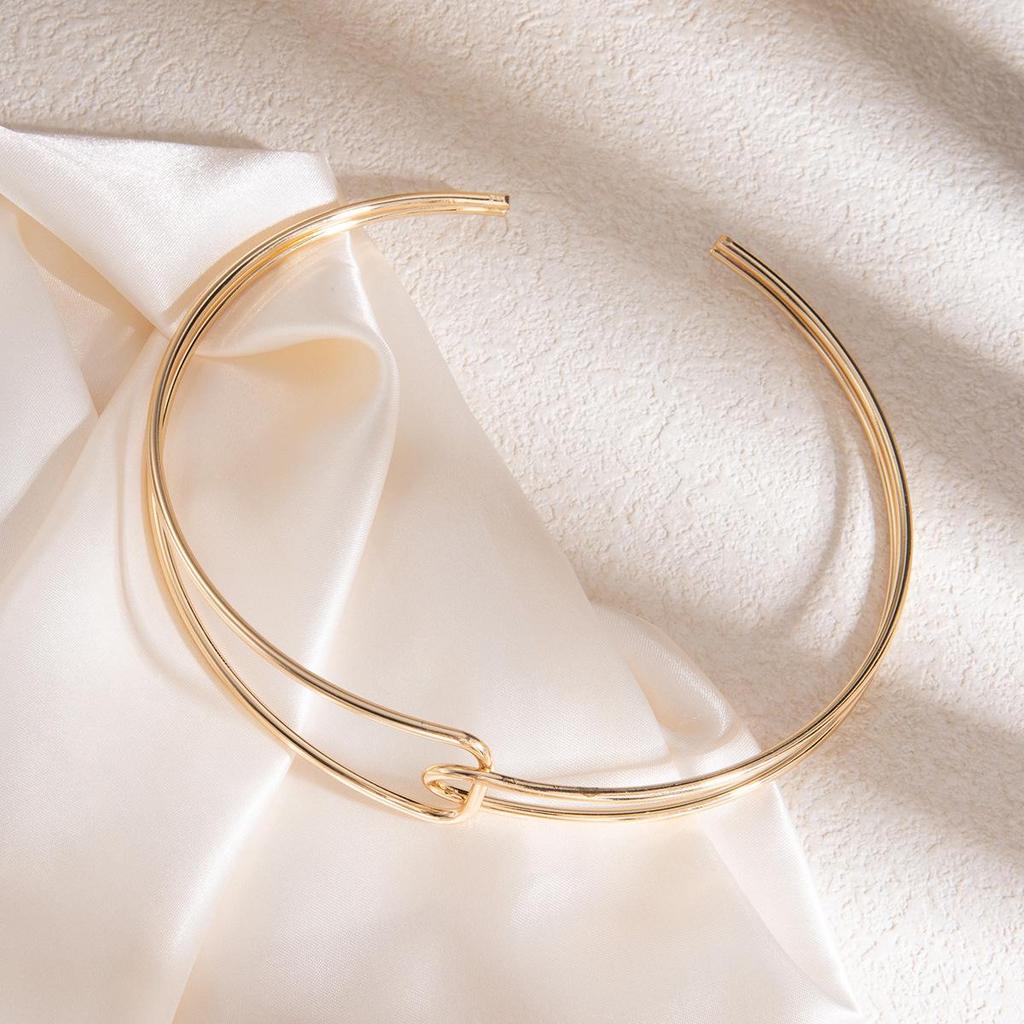 European & American High-End Gold Wire Multi-Layer Bracelet Necklace.