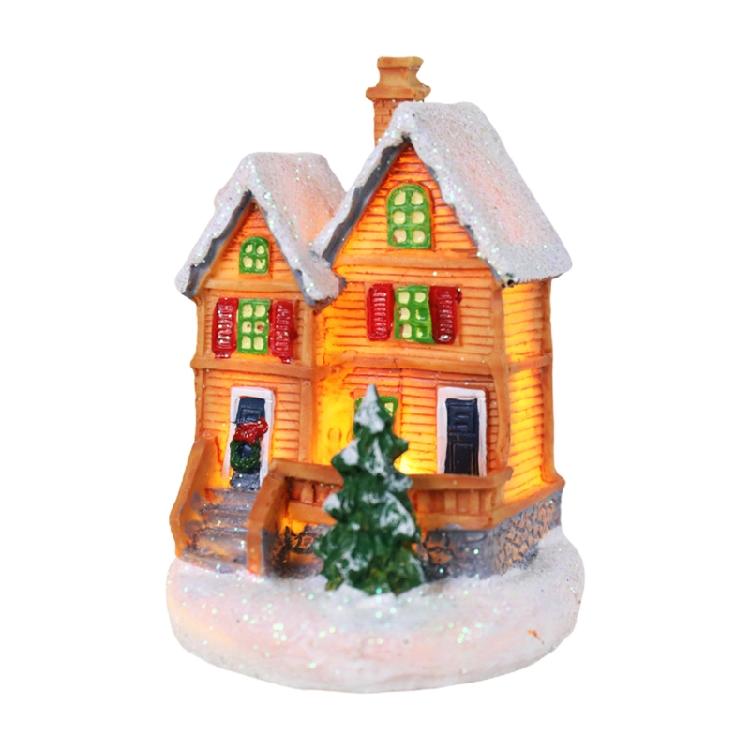 Christmas LED Village House Figurines Luminous Small House Christmas Decoration
