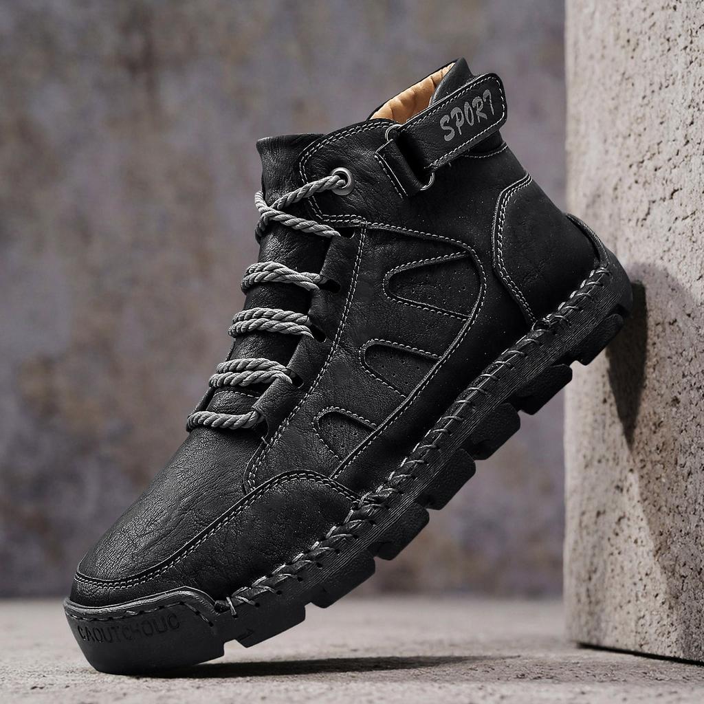Leather Shoes Men's New Men's Shoes Dad Mid-top Boots Men's Outdoor Leisure Martin Boots Men's