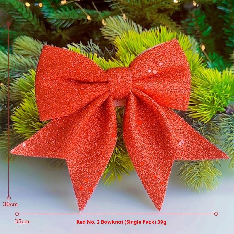 1/2PCS Large Red Gold Sparkling Bow Glitter Christmas Ribbon Bowknot Xmas Tree Hanging Ornaments New Year Home Decoration