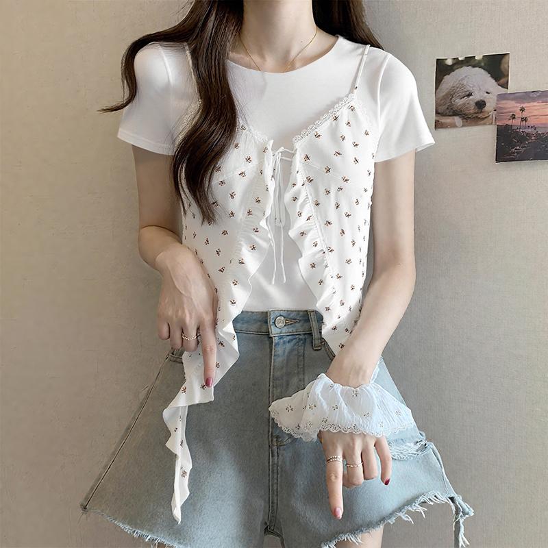 ZANZEA Women Casual Print Patchwork Summer Short Sleeve Blouse