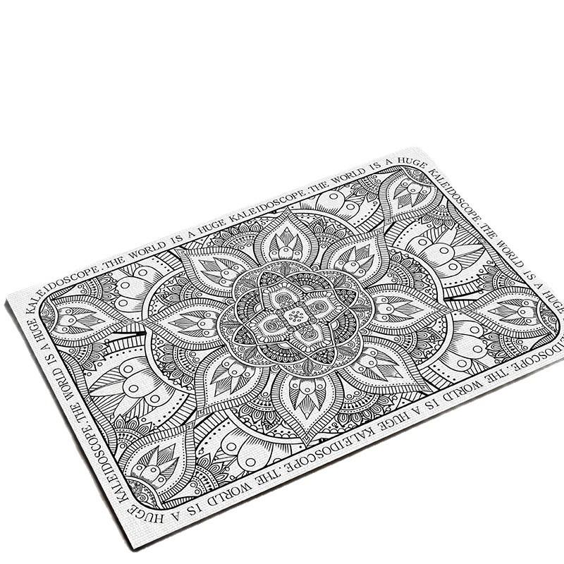 Ethnic Floral Pattern Non-Slip Diatom Mud Bathroom Mat - Water-Absorbing & Dirt-Resistant