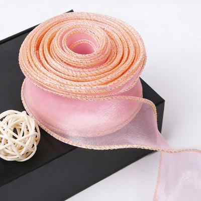 4cm Breite Organzaband 10 Yards Länge Satintextur Gewellte Kante Band Garn Material Drahtverstärktes Design Fischschwanzband DIY Basteln
