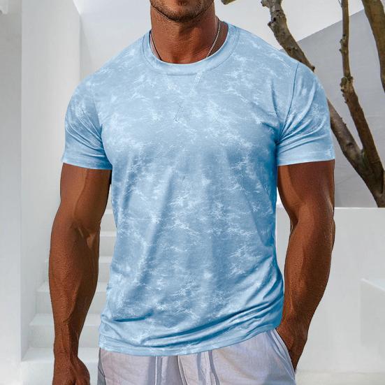 Men's Gym Muscle Tee Short Sleeve Round Neck T-Shirt Casual Printed Tee Shirt for Exercise Vacation Streetwear