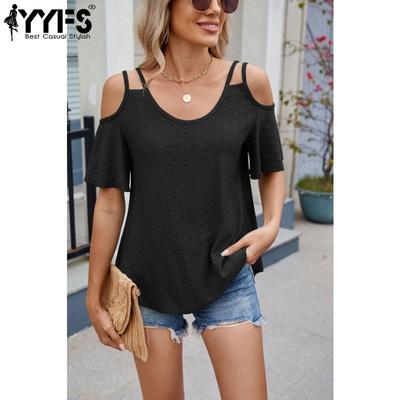 Damenmode Casual Sommer Frühling Einfarbig Druck Kurzarm U-Ausschnitt Blusen & Hemden