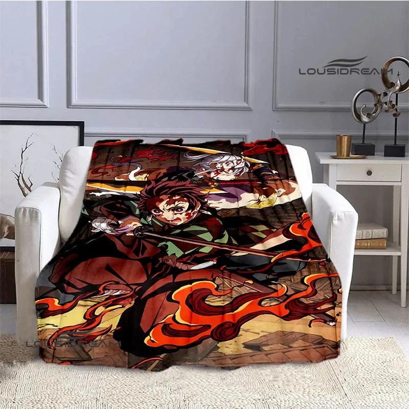 Demon Slayer Cartoon Deka s potiskem Dětské Teplé deky Flanel Měkká a pohodlná podšívka do postele Dárek k narozeninám
