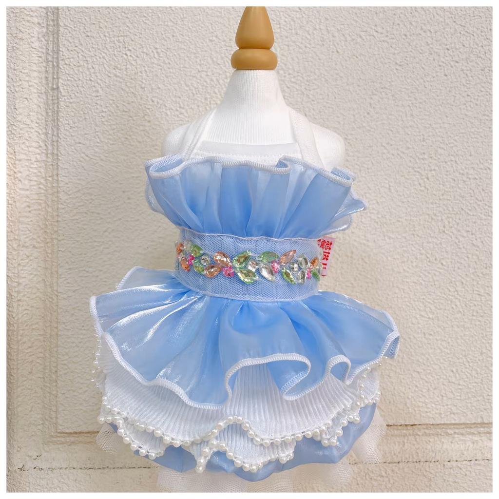 Pet Mesh Princess Dress Yorkshire Dress Lace Camisole Puffy Skirt Dog Vest Dog Dresses for Small Dogs Puppy Clothes