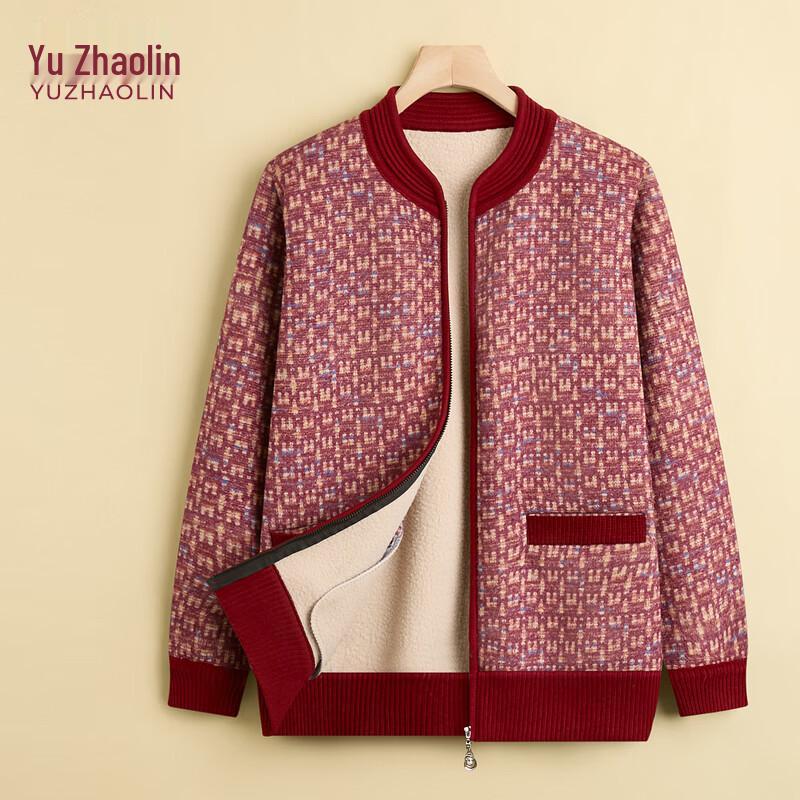 

YUZHAOLIN Women s Thickened Knit Cardigan for Middle-aged Moms 3XL