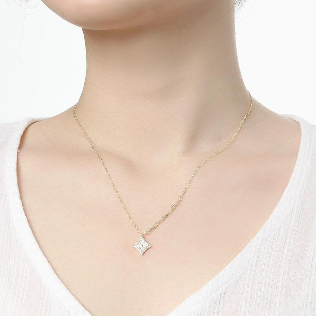 925 silver, gold-plated mother-of-pearl, multi-square necklace