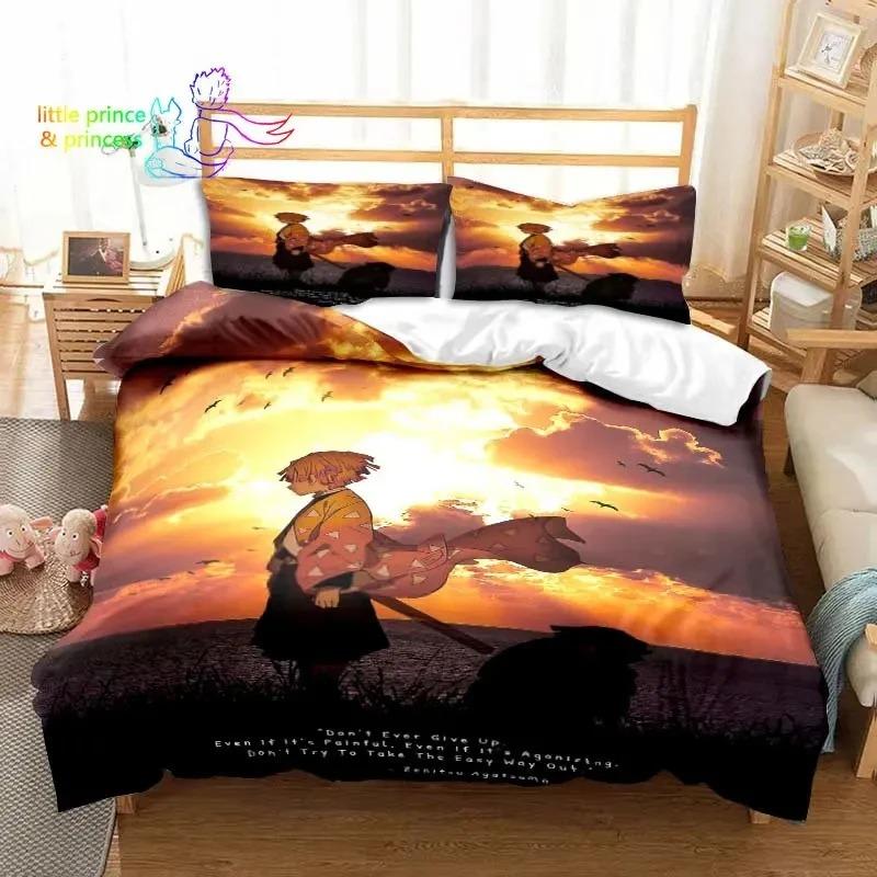 Agatsuma Zenitsu Anime Demon Slayer Bedding Set Single Twin Full Queen King Size Bed Set Aldult Kid Bedroom 3D Print