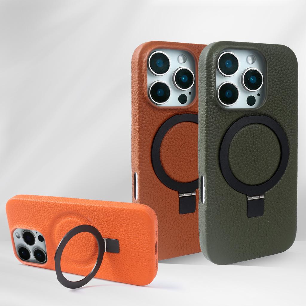 Чехол для телефона с магнитной подставкой-кольцом для iPhone 16 Pro Max 16e 15 13 14 12 11pro, крышка, чехол из натуральной кожи, чехлы с магнитной задней крышкой