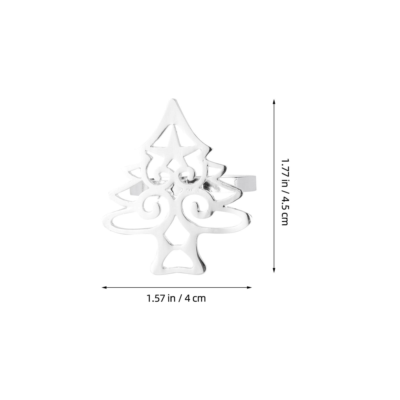 

4Pcs Napkin Ring Christmas Tree Design Alloy Material Elegant Dinner Decoration Festive Restaurant Mall Use серебряный