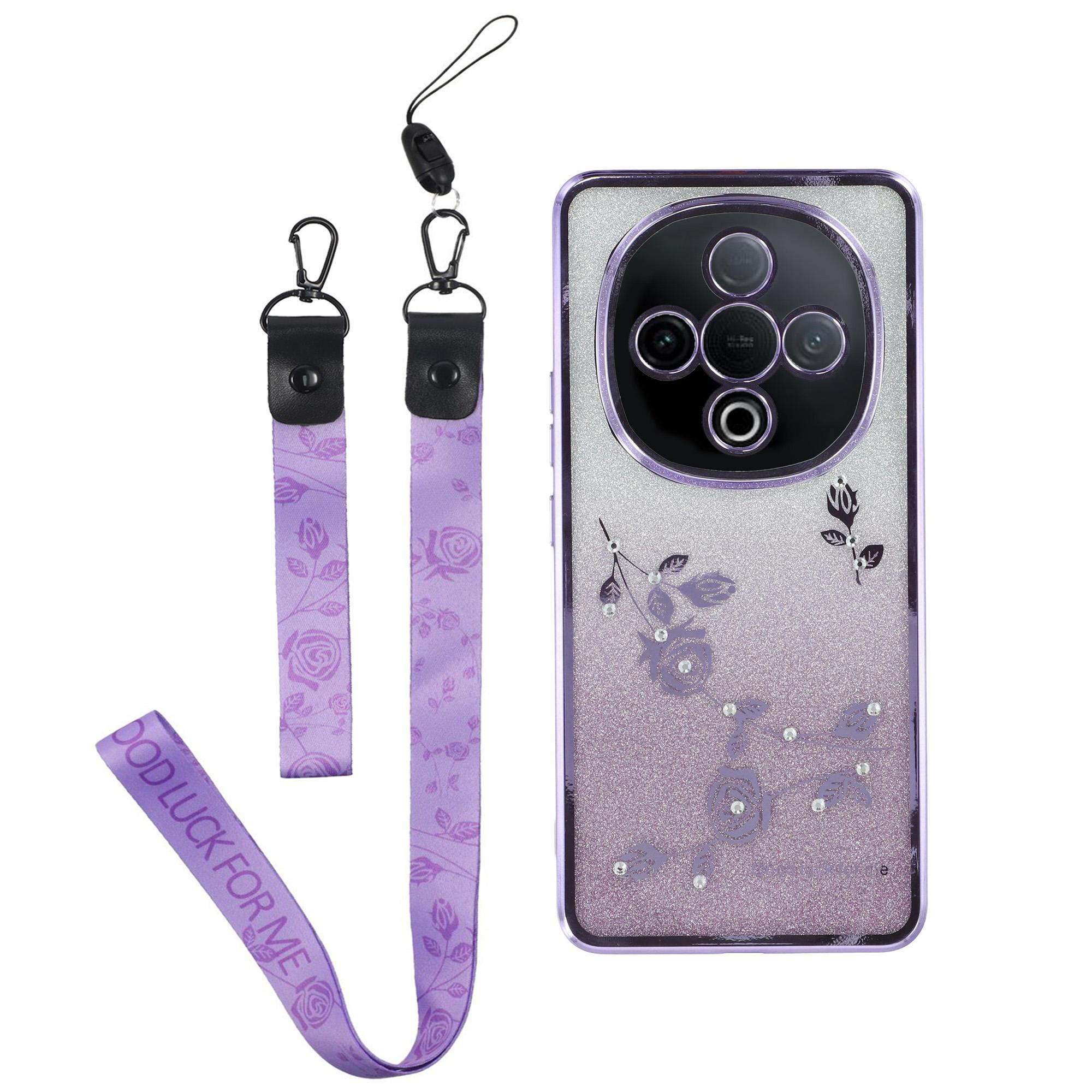 

KADEM Чохол для vivo Y300 5G з квітковим візерунком, градієнтний чохол для телефону з ТПУ зі шнурками B