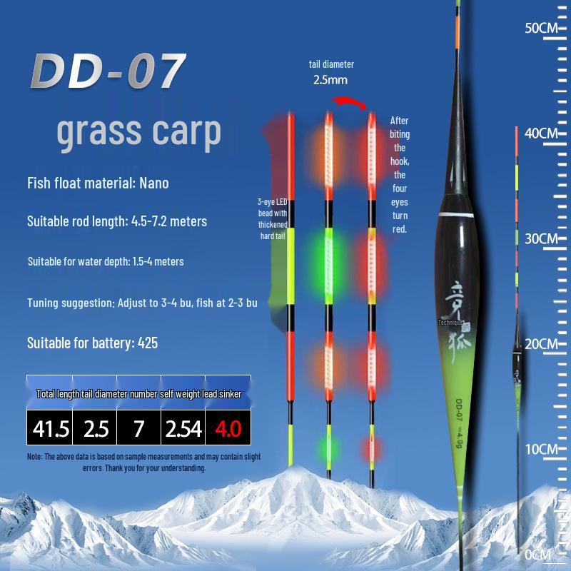 LED Thickened Tail Luminous Float: High-Sensitivity, Color-Changing Bite Indicator for Crucian and Carp Fishing