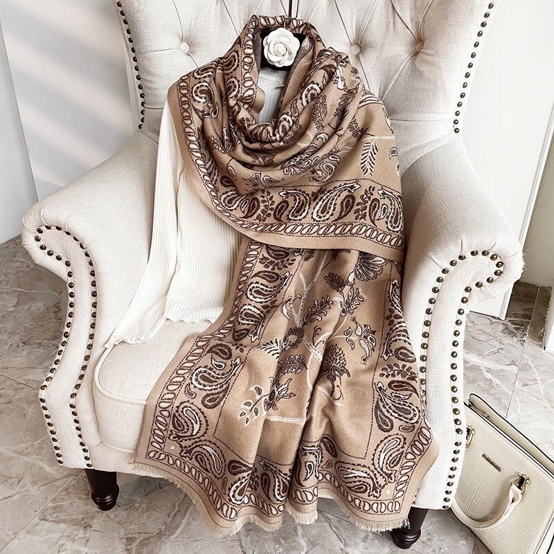Fumader Printed Tassel Faux Cashmere Shawl Scarf
