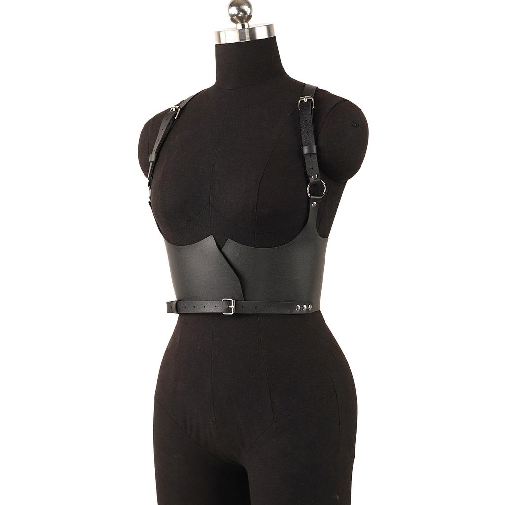 Damen Mode Gürtel Streetstyle Korsetts Taille-zu-Schulter Leder Body Harness Breiter Gürtel Hosenträger Goth Bekleidungszubehör