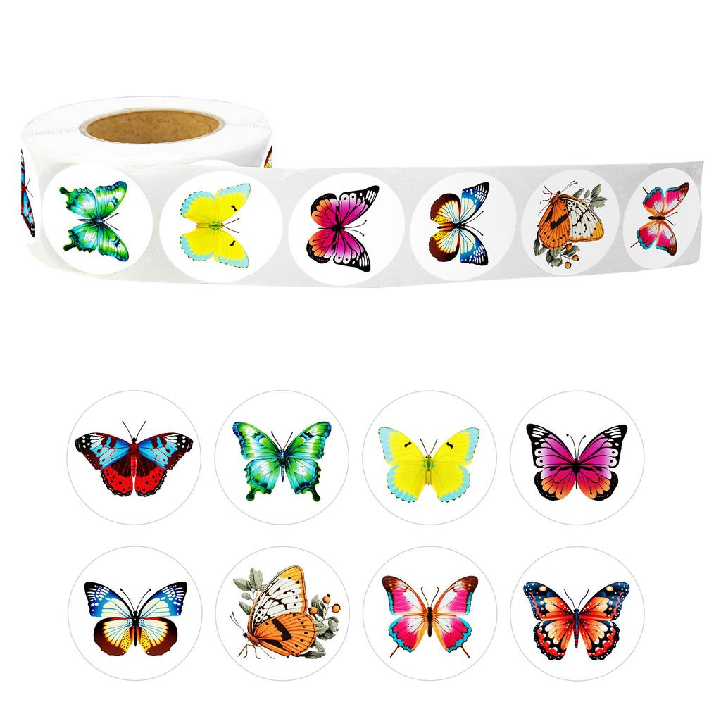 500 Pictures/roll Colorful Butterfly Roll Stickers for Children Toy Stickers Reward Stickers Cute Waterproof Repeated Sealing Stickers