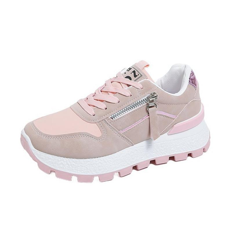 

Маленькие кроссовки на платформе с молнией женские новые резиновая подошва цветные кроссовки для бега студенческие уличные 41 розовый