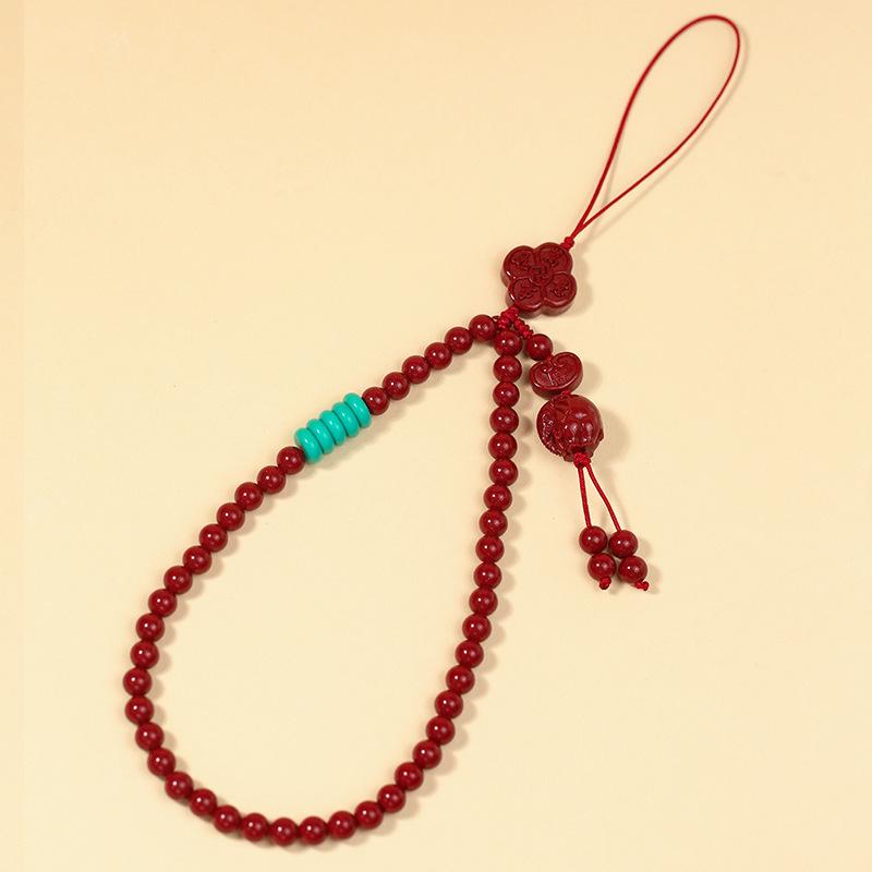 New Natural Cinnabar Wrist Phone Chain Pendant, Phone Case Accessory, Exquisite Wrist Strap for Women and Men