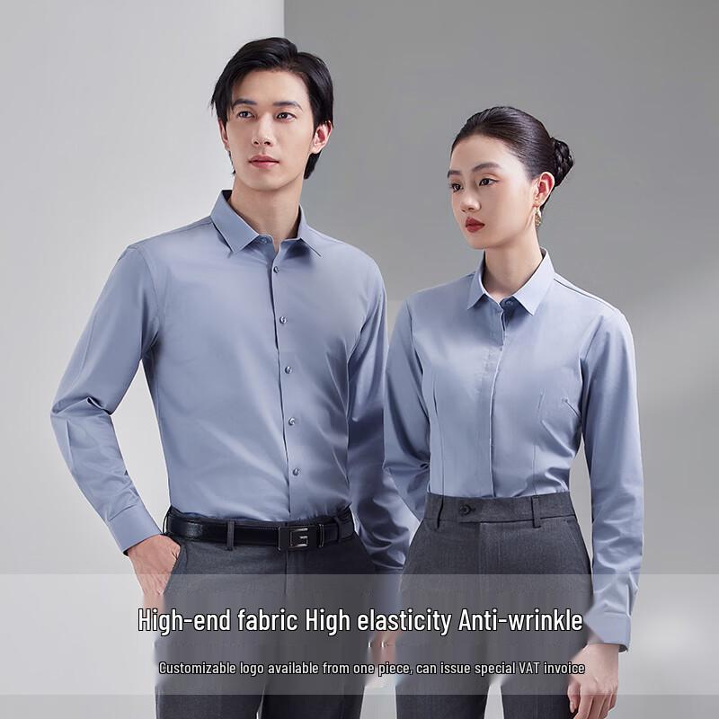 Teluoman Unisex Long Sleeve Wrinkle-Free Cotton Blend Work Shirt 2XL