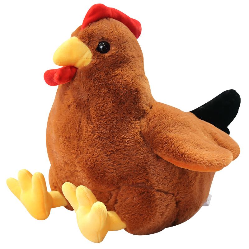 Poupée Peluche Coq Gras Poule 30cm Remplie Marron Blanc Ferme Animal Dessin Animé Compagnon de Sommeil Cadeau Apaisant 30cm