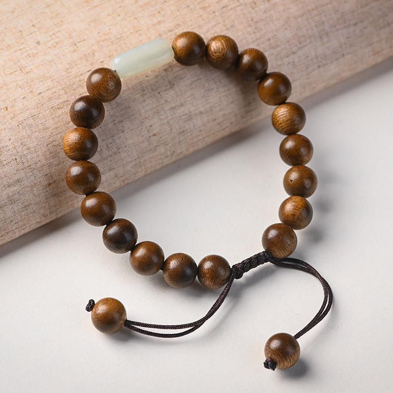 

Agarwood Buddhist Bead Bracelet, Jadeite Single-Loop Bracelet, Simple and Artistic Retro Ethnic Style for Men and Women Couples Agarwood bracelet【Braid