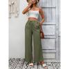 Independent Station Women's Solid Color Loose High Waist Wide Leg Cotton and Linen Trousers for Women