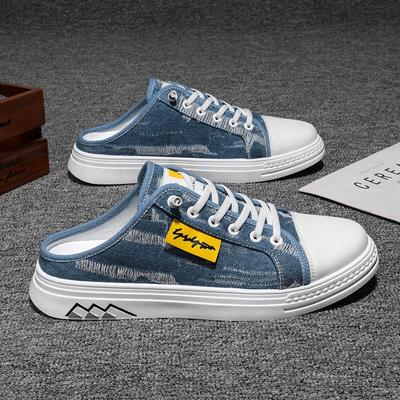 Fashion Men's Half Slippers Summer Breathable Canvas Slipper Outdoor Casual Lazy Shoes for Men Platform Vulcanize Shoes Designer Loafers