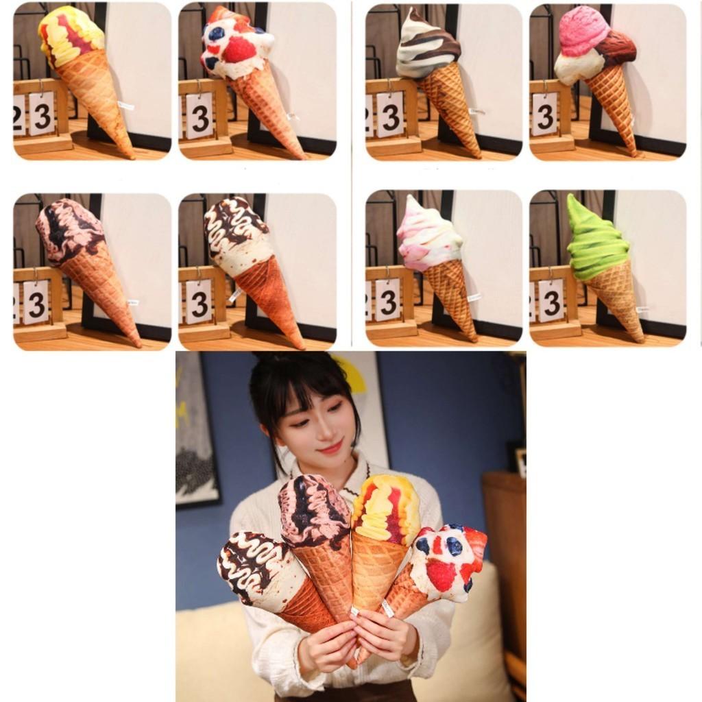 Cute Ice Cream Cone Plush Toy Pillow Strawberry Cream Chocolate Vanilla 20cm Stuffed Doll