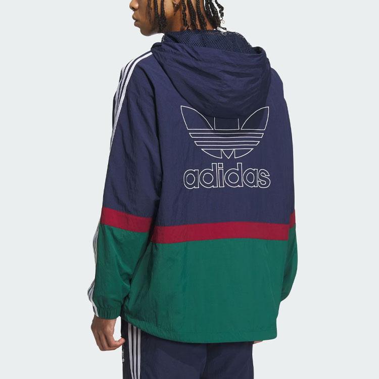 Adidas Originals Sportswear Jacket With Logo Print And Striped Color Block Men Tops Indigo IN0995