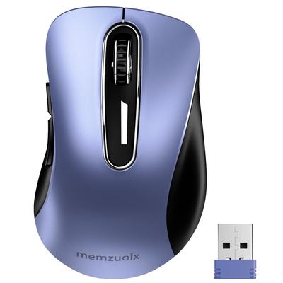 Memzuoix Wireless Optical Cordless with USB Portable for and MacBooks 2.4G Mouse, 1200DPI, Receiver, 5-Button Laptops, PCs, Desktops, (Navy Blue)