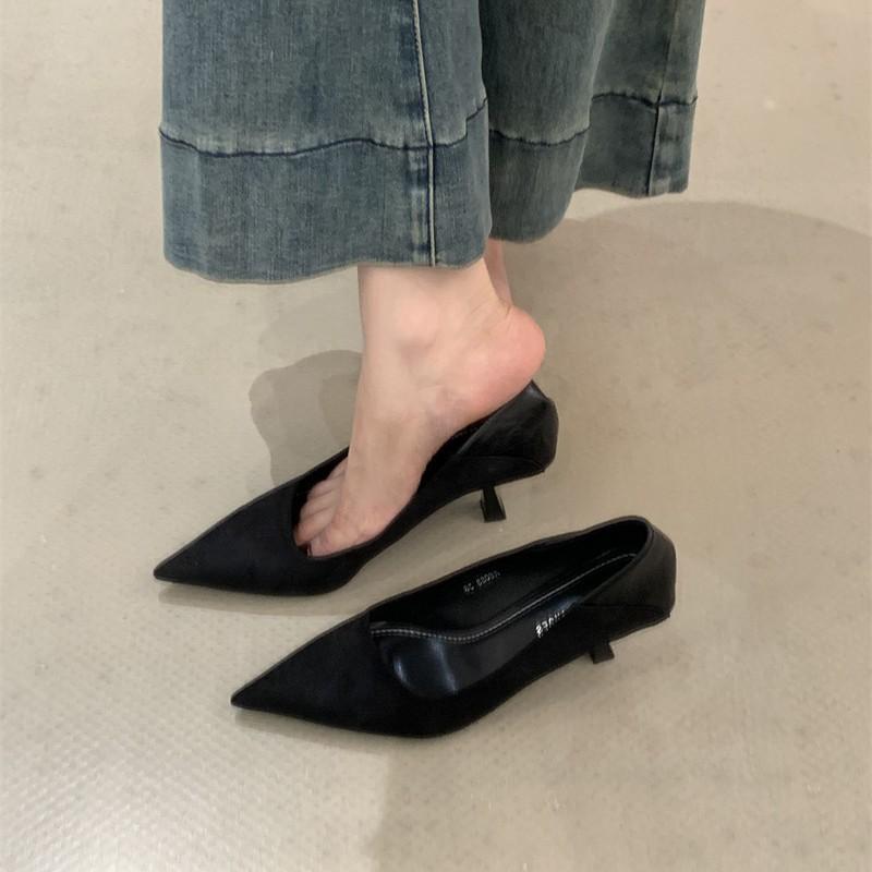 French temperament high heels sense 2025 spring and autumn new versatile thin heel shallow mouth pointed red single shoes women