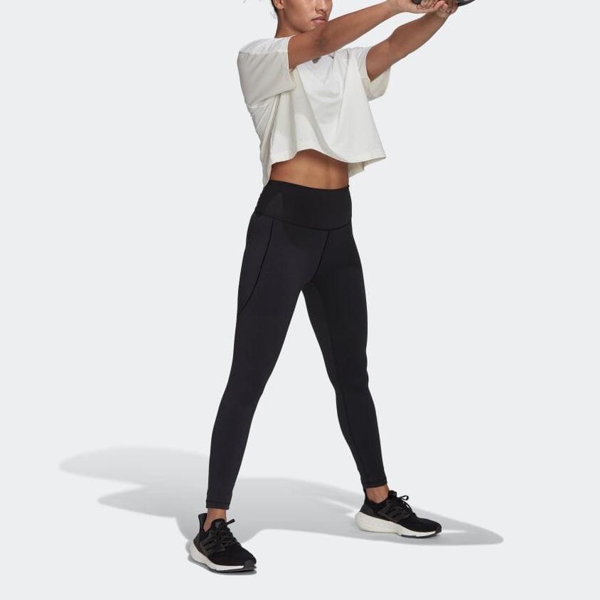 Adidas Solid Color Short Back Hollow Training Short Sleeve T-Shirt Women Tops Gray White HK2352