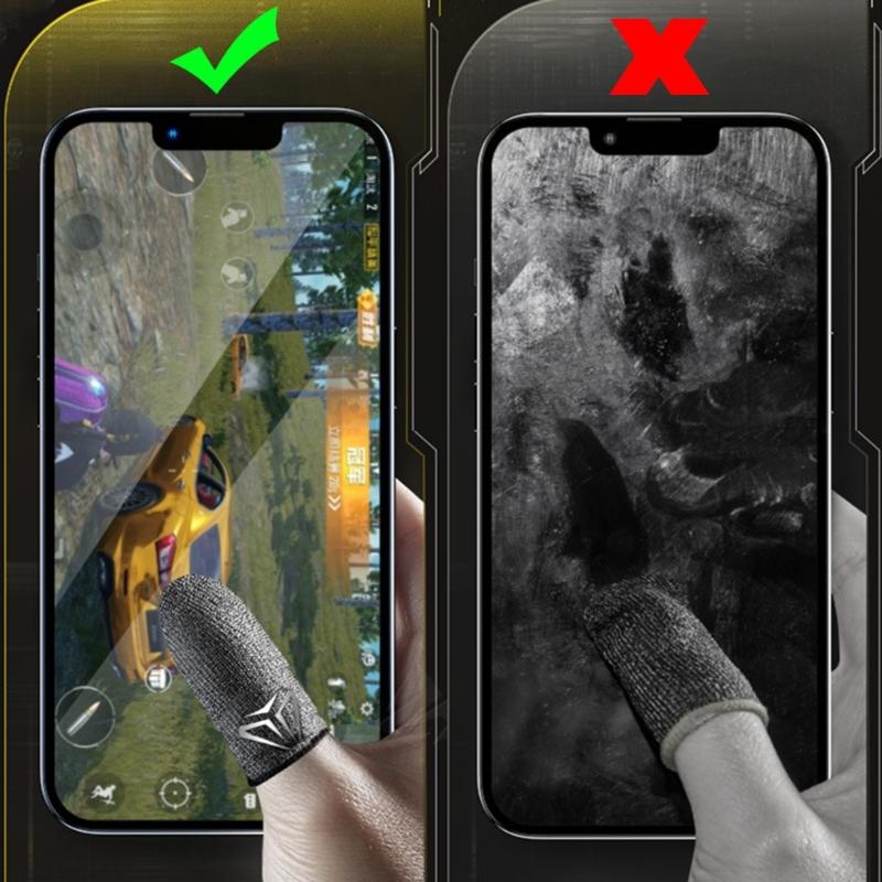 Finger Sleeve Sweatproof Breathable Finger Cover 1/2 Pair for Mobile Game for Touch Screen Finger Gloves with Storage Bo