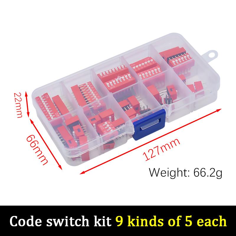 LIZAO DIP Switch Assorted Kit 1/1/1/1/1/6/7/8/11 Position 1.11mm Red Switches 1PCS Each