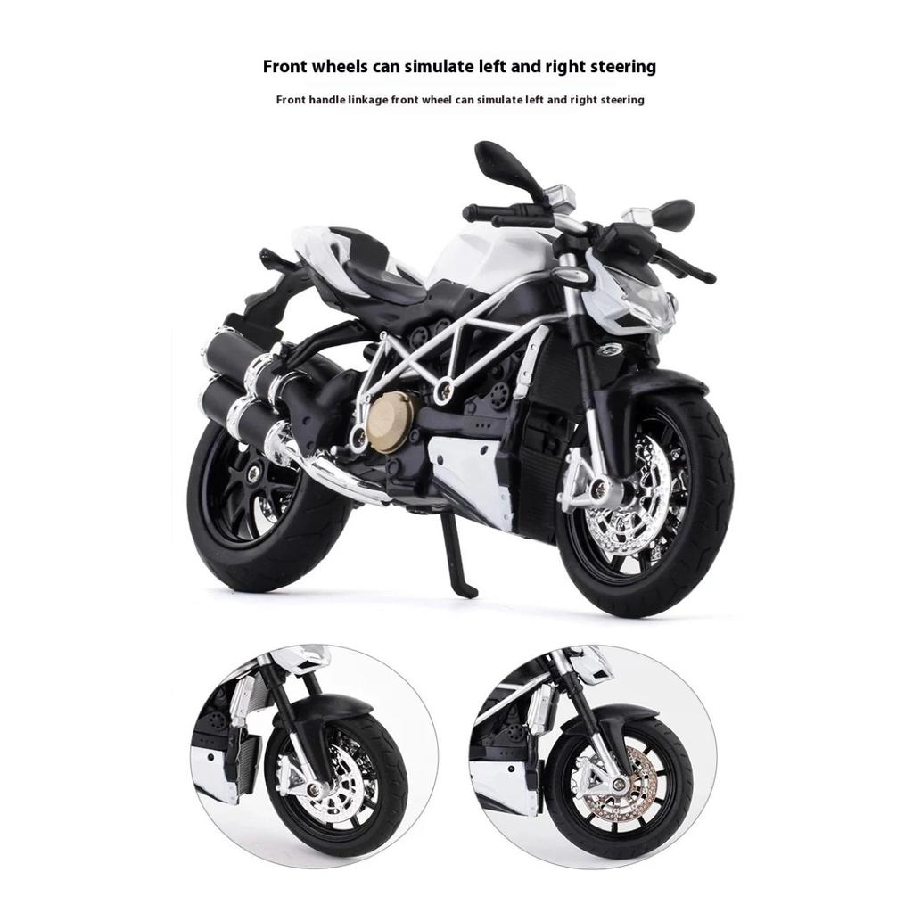 1/12 Scale Ducati Streetfighter S Muscle Alloy Motorcycle Diecast Model Sound & Light Desktop Collection Decorative Gift Boys