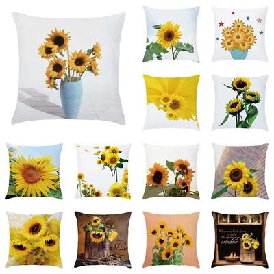 Europejski obraz olejny nadruk słonecznika wzór poszewka na poduszkę domowa Sofa do salonu poduszka dekoracyjna poszewka na poduszkę 45x45cm