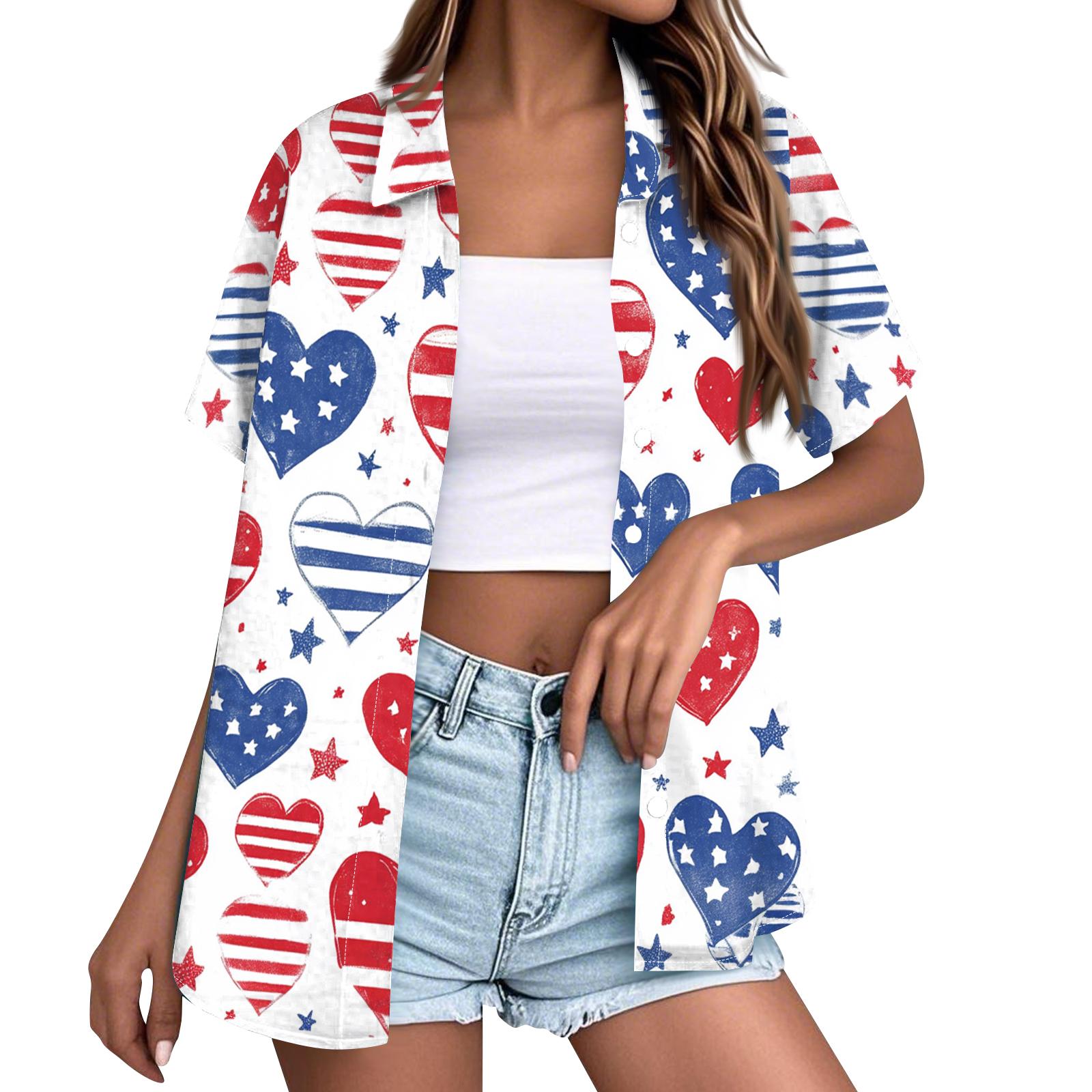 

Women s Fashion Casual Short Sleeve Button Lapel Shirt Tops XL білий