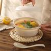 ZISIZ Nordic Enamel Instant Noodle Bowl with Lid and Handles
