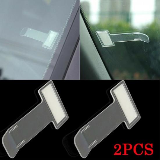 2Pcs Car Vehicle Parking Ticket Permit Card Holder Sticker Clip For Windscreen