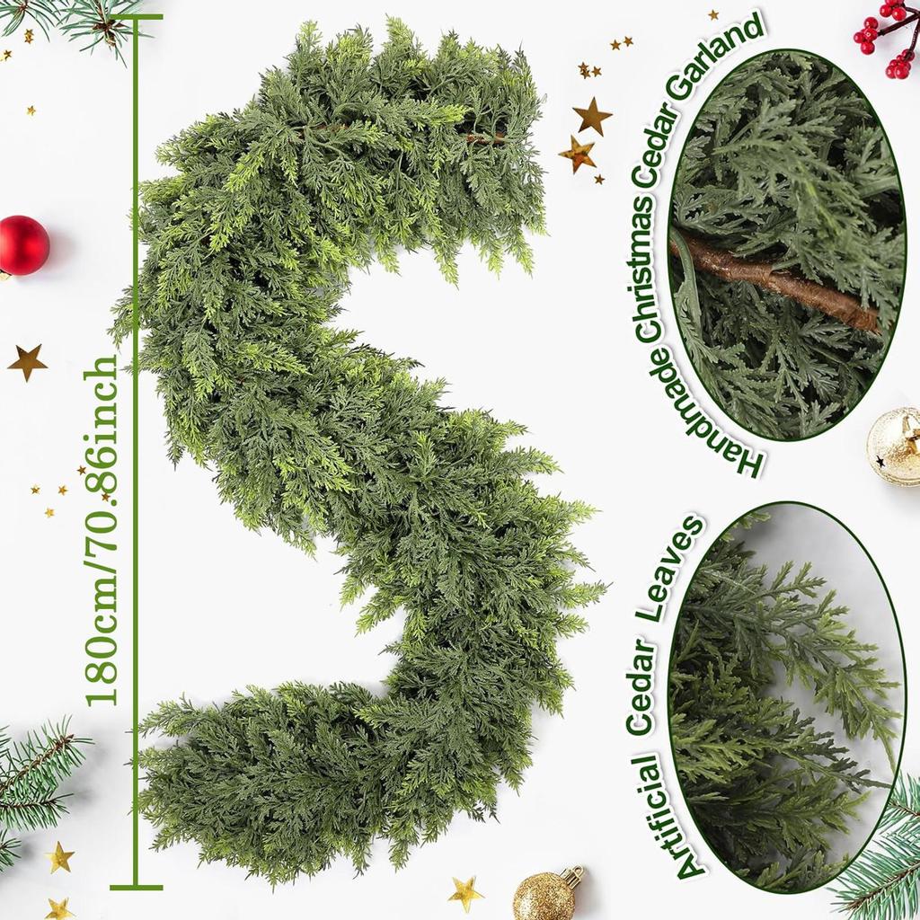 Artificial Garland 8.8ft Artificial Christmas Garland Holiday Decoration Fake Vines for Walls Living Room Indoor Wedding Shop