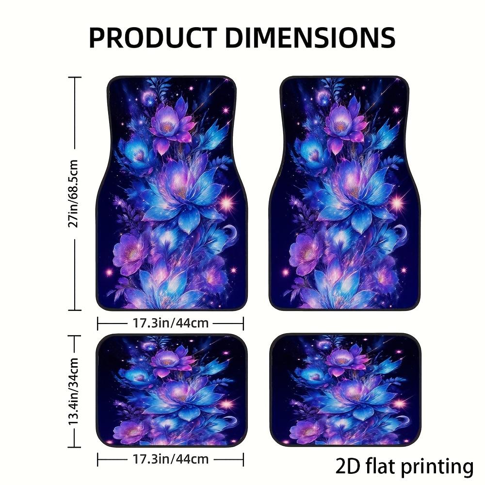 4pcs Car Floor Mats, Dreamy Starry Sky Floral Pattern Design, Material, Universal Fit For Cars, Wear-Resistant & Easy To Clean,