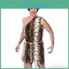 Costume di Uomo delle Caverne di Alta Qualità Unisex per Adulti per Halloween con Design a Stampa Tigrata