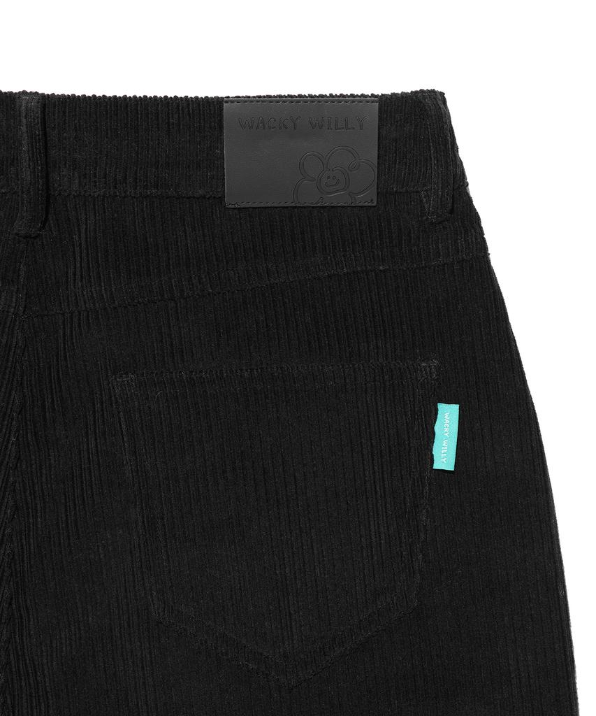 WACKY WILLY Women'S Corduroy Semi-Wide Pants Black