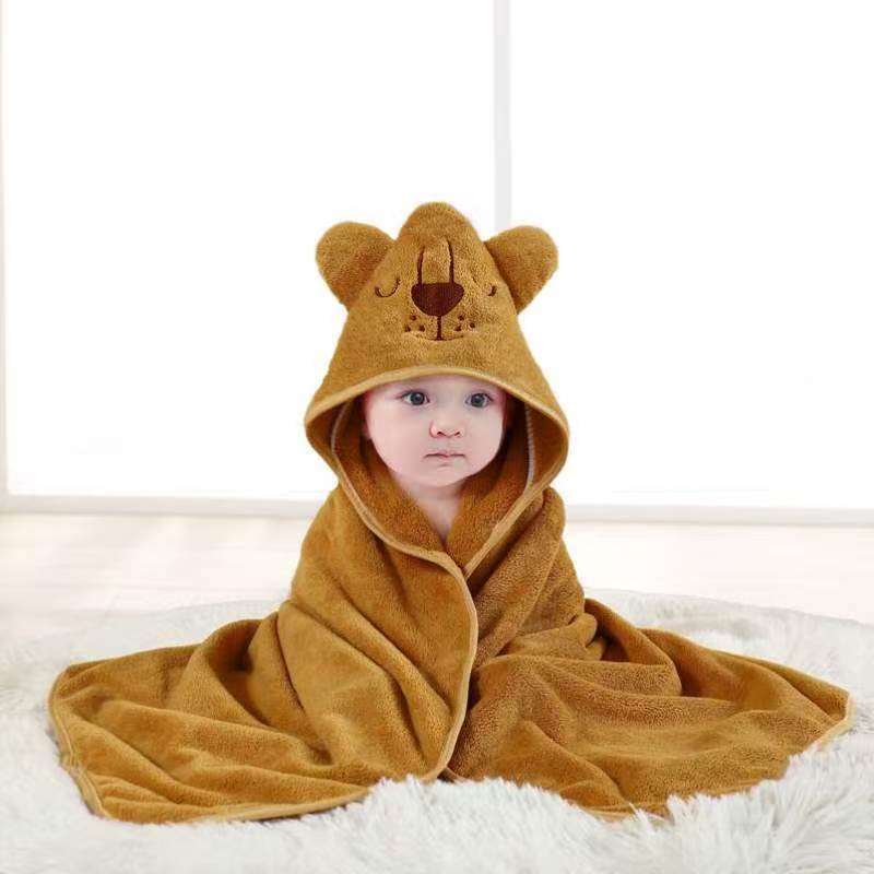 

Kids Coral Fleece Bathrobe with Hood - Quick-Dry & Cozy