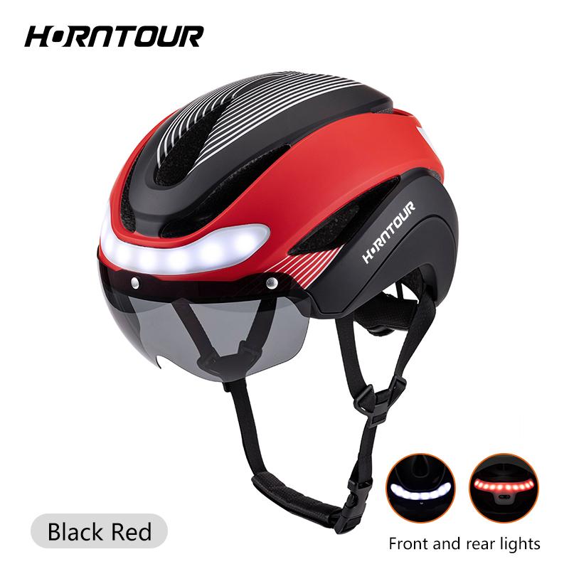 

Horntour Bicycle Helmet Ride LED Lights Racing Road Bike Helmet Men and Women Outdoor Sports Pro Cycling Bicicleta Safety Cap L-55-62cm