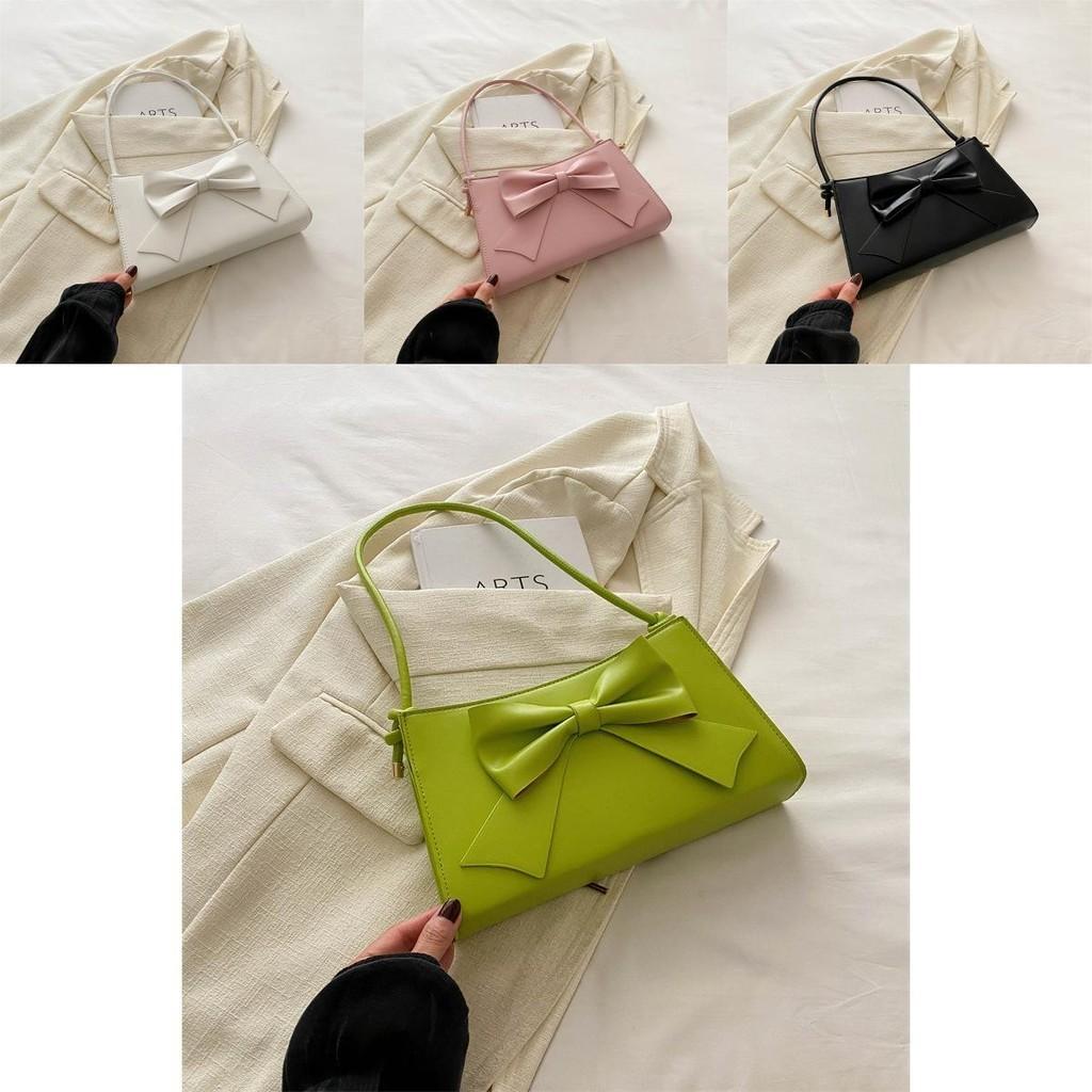 Sophisticated Bowknot Handbag For Women 2024 Summer Street Style Medium Crossbody Bag In Pu Leather