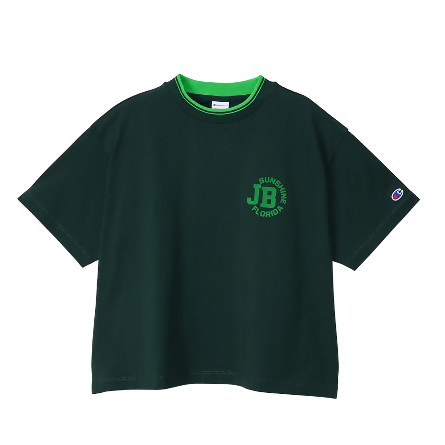 

Champion Casual Short Sleeve Dark Ribbed Graphic Crew Neck Women s T-Shirt, CW-Z320, Green, 100% Cotton, Knit, Print,