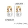 LNCHRAN Gold Copper Trapezoid Stud Earrings with Cubic Zirconia & Faux Pearl for Women