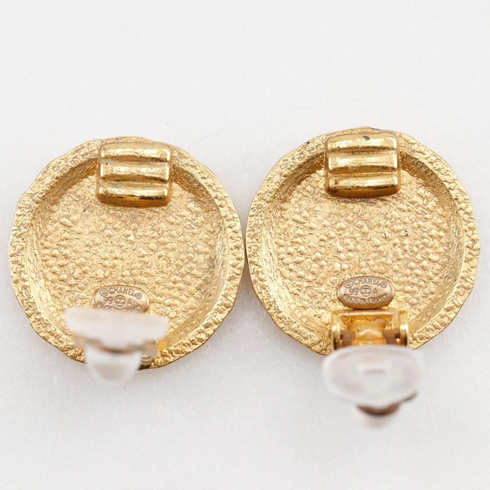 Chanel Flower Motif Earring Plated Gold Flour 7.5g Women Used